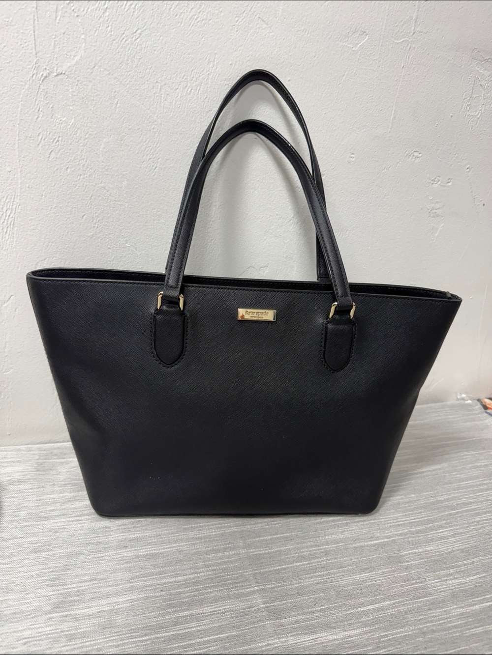 kate spade Black Tote with Gold Plaque